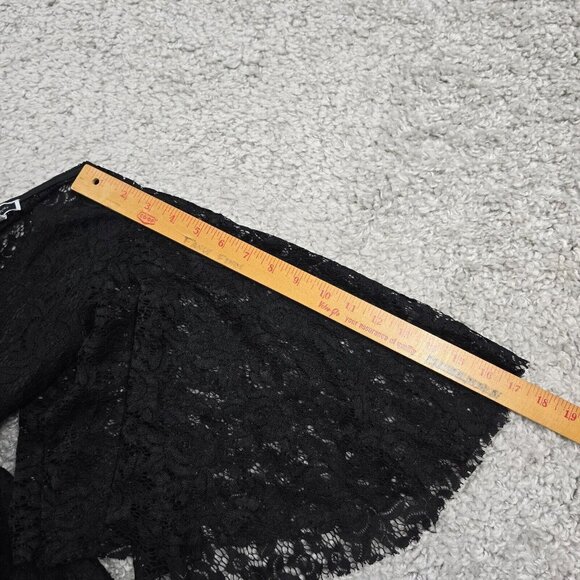 Whimsigoth Lace Mini Dress Black Flare Sleeve Fairycore‎ Goth Womens Small - Picture 15 of 16